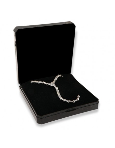 Collana Argento Rodiato Serpente Zirconi Bianchi [1728bf0d]