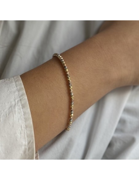 Bracciale Argento Rodiato Sfere Rigate 3 Colori [8752ae08]
