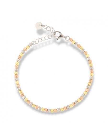 Bracciale Argento Rodiato Sfere Rigate 3 Colori [351f2812]
