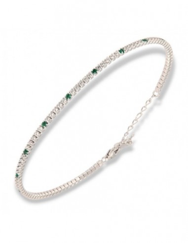 Bracciale Argento Tennis Zirconi Bianchi Verdi 1,5MM [a8f355df]