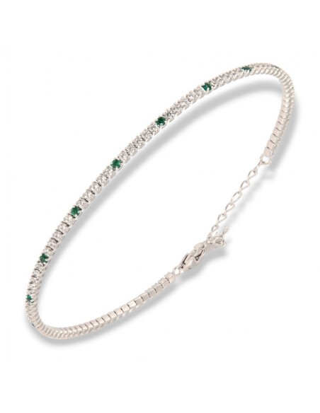 Bracciale Argento Tennis Zirconi Bianchi Verdi 1,5MM [a8f355df]