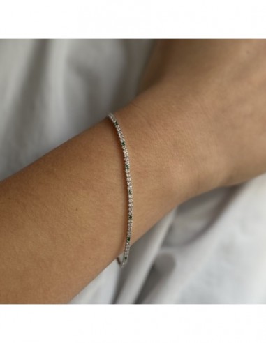 Bracciale Argento Tennis Zirconi Bianchi Verdi 1,5MM [88d58e3c]