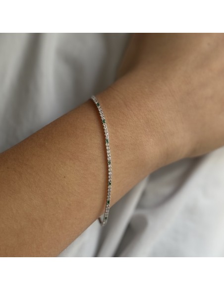 Bracciale Argento Tennis Zirconi Bianchi Verdi 1,5MM [88d58e3c]