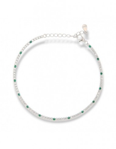 Bracciale Argento Tennis Zirconi Bianchi Verdi 1,5MM [3a980826]