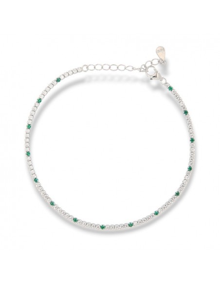 Bracciale Argento Tennis Zirconi Bianchi Verdi 1,5MM [3a980826]