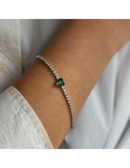 Bracciale Argento Rodiato Tennis Cuore Centrale [a2916919]