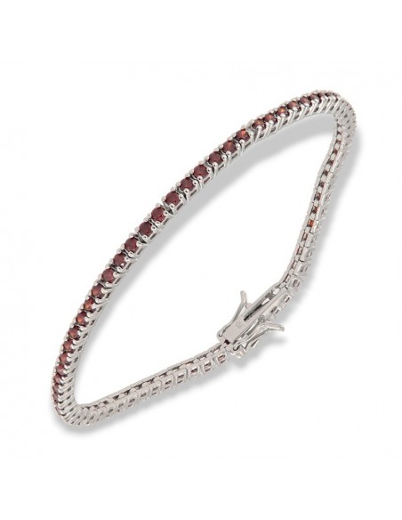 Bracciale Argento Tennis Zirconi Rossi 2MM [72cfdb61]