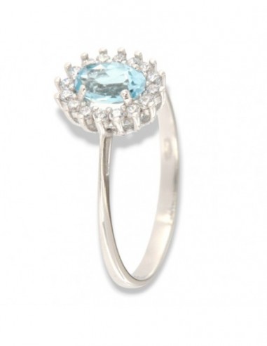Anello Oro Bianco Principessa Celeste 6x4MM [3a12eefe]
