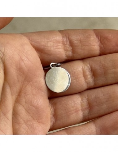 Ciondolo Argento Rodiato Piastra Tonda Personalizzabile [f61102e7]