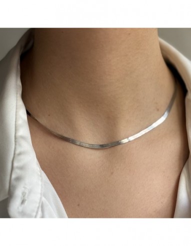 Collana Argento Rodiato Maglia Snake Sottile [4cf2631f]