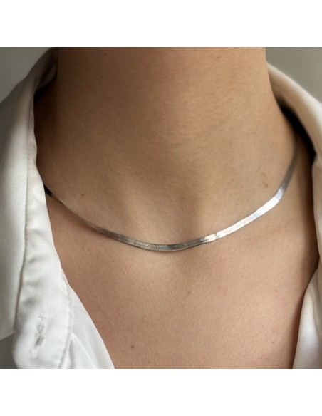 Collana Argento Rodiato Maglia Snake Sottile [4cf2631f]