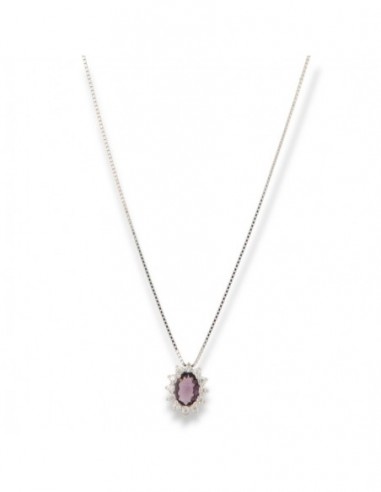 Collana Argento Rodiato Principesa Viola 8x6MM [058e0380]
