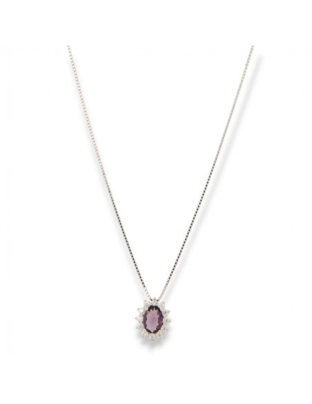 Collana Argento Rodiato Principesa Viola 8x6MM [058e0380]