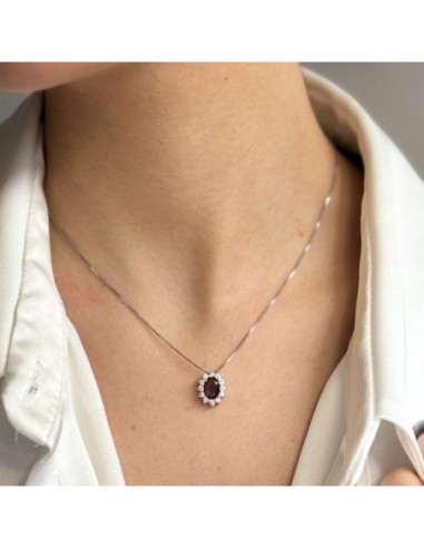 Collana Argento Rodiato Principesa Viola 8x6MM [4af9a2cf]