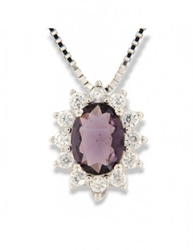 Collana Argento Rodiato Principesa Viola 8x6MM [fde463cb]
