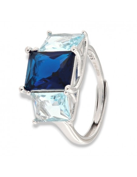 Anello Argento Rodiato Trilogy Pietre Blu Rettangolari [3bc7a69e]