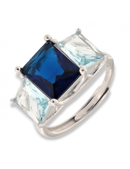 Anello Argento Rodiato Trilogy Pietre Blu Rettangolari [7fbe781b]