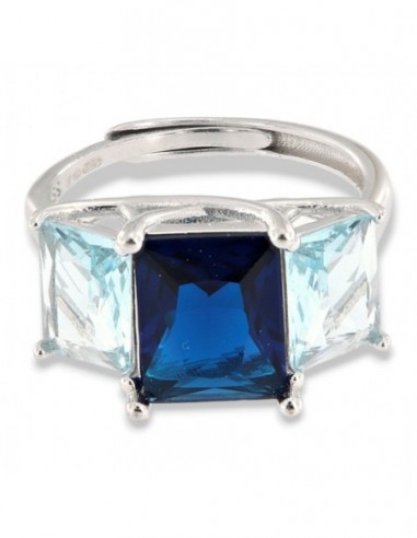 Anello Argento Rodiato Trilogy Pietre Blu Rettangolari [14d5bd0c]