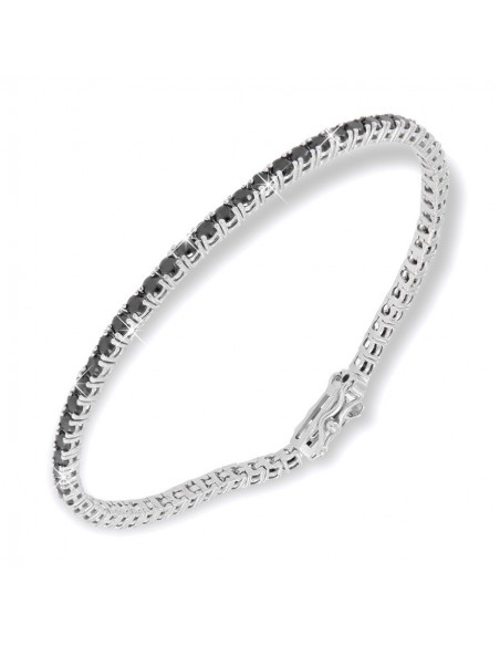 Bracciale Argento Tennis Zirconi Neri 2,5MM 20CM [74324c0d]