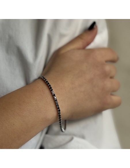Bracciale Argento Tennis Zirconi Neri 2,5MM 20CM [3f4fe3e0]