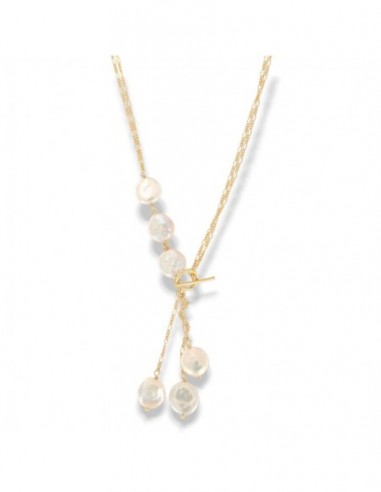 Collana Argento Dorato Perle Bianche Pendenti [d4f697b6]