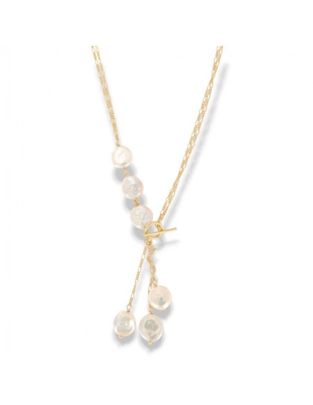 Collana Argento Dorato Perle Bianche Pendenti [d4f697b6]