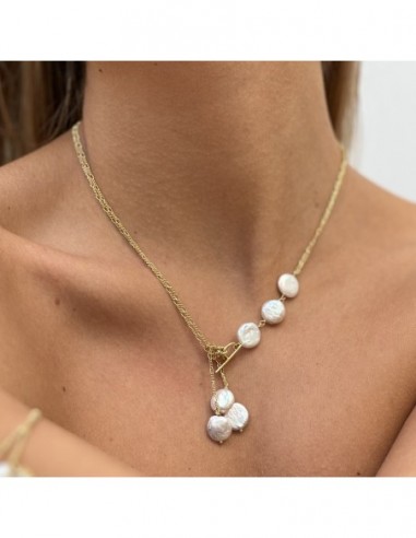 Collana Argento Dorato Perle Bianche Pendenti [9ba64e54]