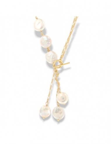 Collana Argento Dorato Perle Bianche Pendenti [2cbb8f50]