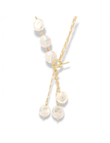 Collana Argento Dorato Perle Bianche Pendenti [2cbb8f50]