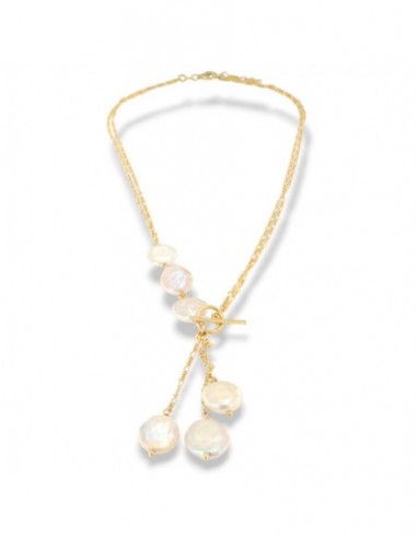 Collana Argento Dorato Perle Bianche Pendenti [29ebc84e]