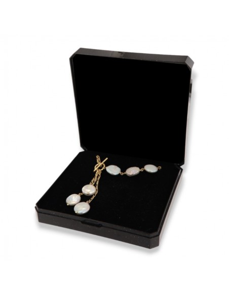 Collana Argento Dorato Perle Bianche Pendenti [9ef6094a]