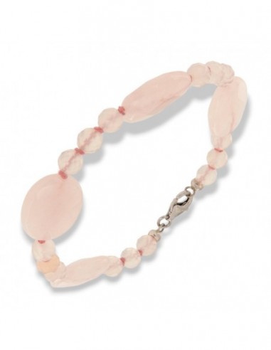 Bracciale Quarzo Rosa Sfaccettato Chiusura Argento Rodiato [8b5fb55c]