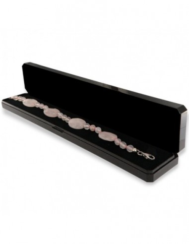 Bracciale Quarzo Rosa Sfaccettato Chiusura Argento Rodiato [bf2424bb]