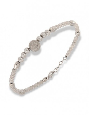 BRACCIALE ARGENTO RODIATO PERLE SFERA ARGENTO [0babd9e5]