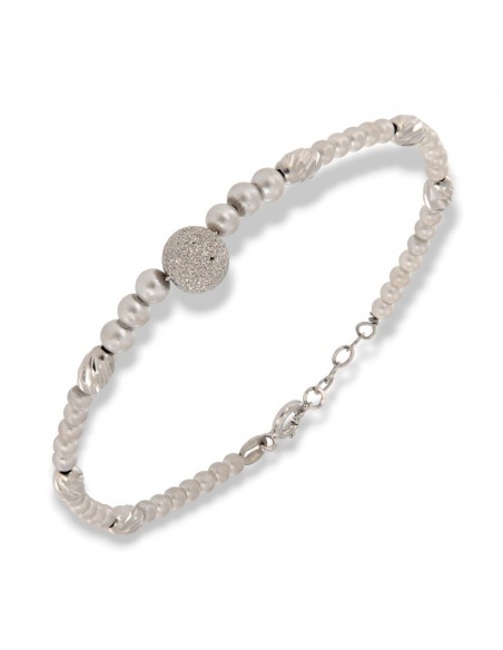 BRACCIALE ARGENTO RODIATO PERLE SFERA ARGENTO [0babd9e5]