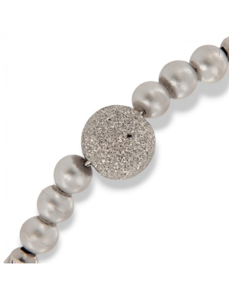 BRACCIALE ARGENTO RODIATO PERLE SFERA ARGENTO [ddc3a426]