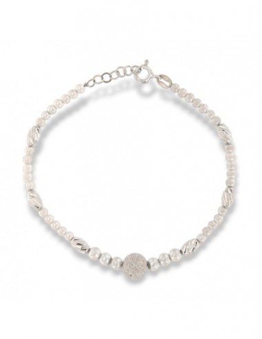BRACCIALE ARGENTO RODIATO PERLE SFERA ARGENTO [d893e338]