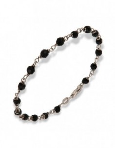 Bracciale Argento Rodiato Sfere Onice Sfaccettate [c0485b68]