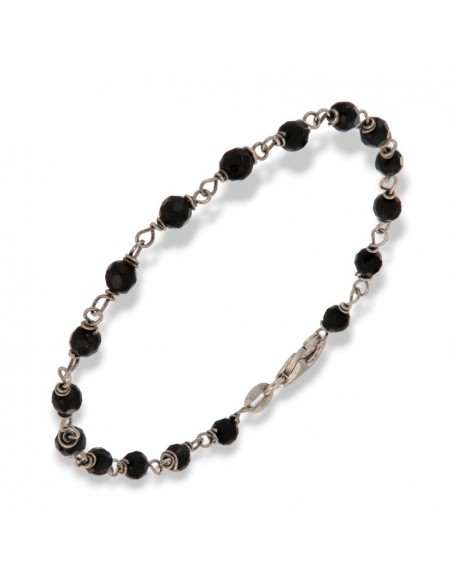 Bracciale Argento Rodiato Sfere Onice Sfaccettate [c0485b68]