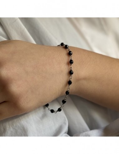 Bracciale Argento Rodiato Sfere Onice Sfaccettate [557ed93e]