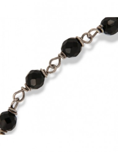 Bracciale Argento Rodiato Sfere Onice Sfaccettate [e263183a]
