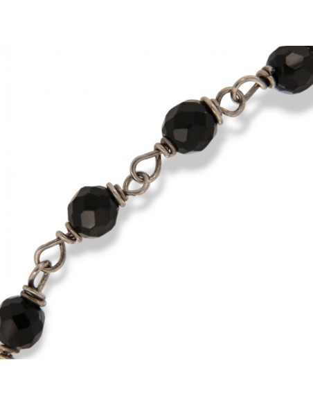 Bracciale Argento Rodiato Sfere Onice Sfaccettate [e263183a]