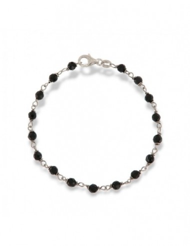 Bracciale Argento Rodiato Sfere Onice Sfaccettate [e7335f24]