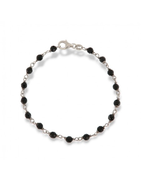 Bracciale Argento Rodiato Sfere Onice Sfaccettate [e7335f24]