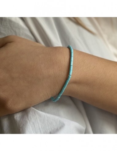 Bracciale Argento Rodiato Cilindri Pasta Turchese [502df868]