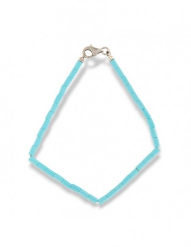 Bracciale Argento Rodiato Cilindri Pasta Turchese [e2607e72]