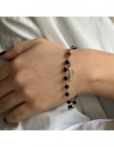 Bracciale Argento Rodiato Sfere Onice Sfaccettate [f85d1735]