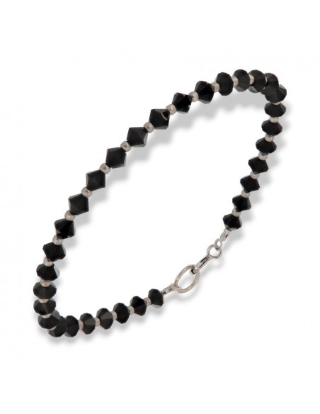 Bracciale Argento Rodiato Sfere Onice Sfaccettate [cae8d554]