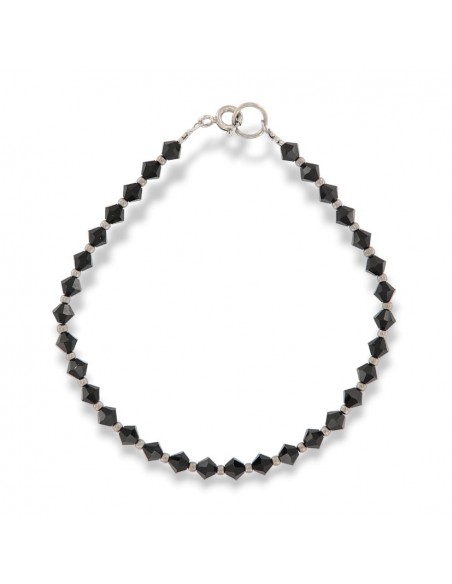 Bracciale Argento Rodiato Sfere Onice Sfaccettate [cdbc492e]