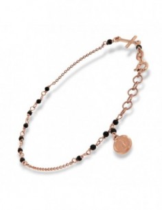 Bracciale Argento Rosato Rosario Sfere Nere [bdc64683]